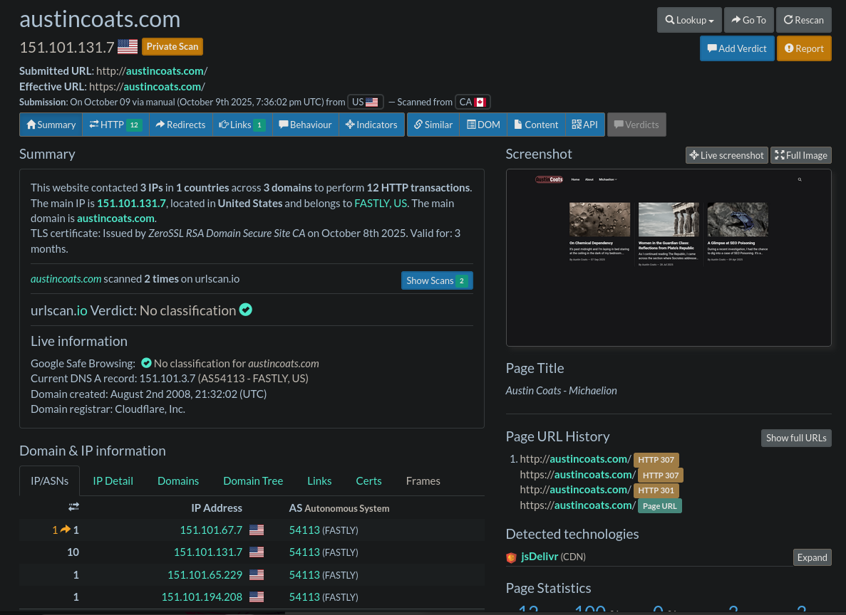 URL Analysis w/ URLScan - Indication of Compromise